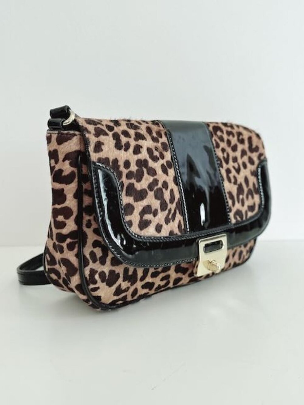 TALBOTS LEOPARD CALF HAIR CROSSBODY BAG